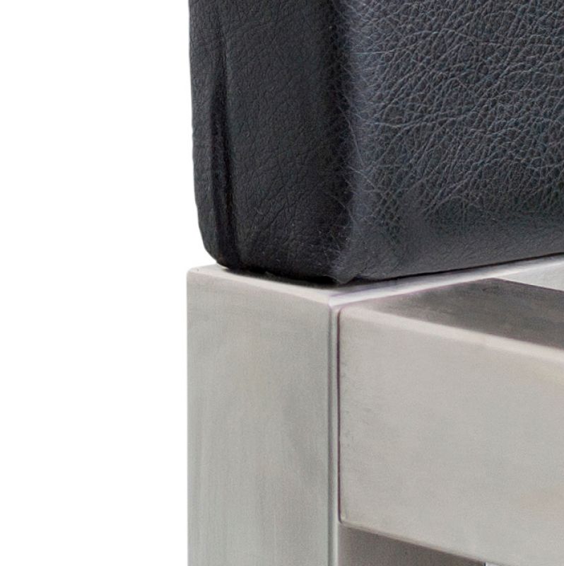 Pure stainless steel bed with upholstered headboard 180 x 200 cm Hans Hansen